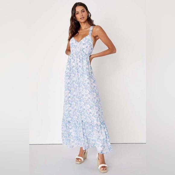 LULU’S My Love Story White Floral Print Tie-Back Maxi Dress - Picture 7 of 10